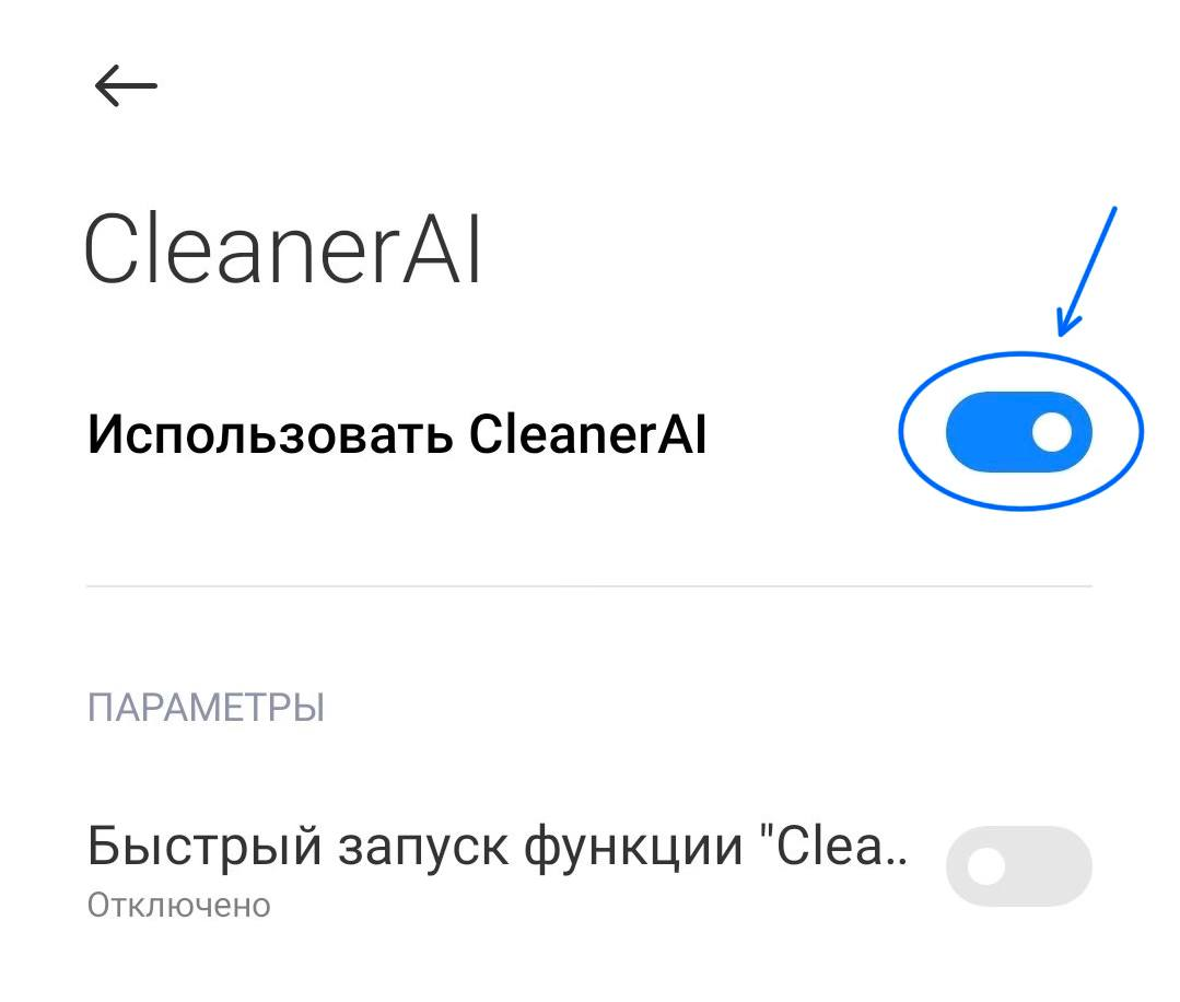 Шаг 4 — включить специальные возможности для Cleaner AI
